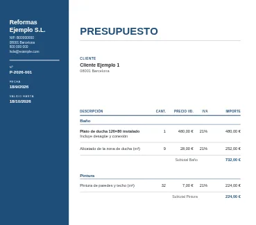 Lateral: Columna de color a la izquierda con tu logo, tus datos y los del documento.